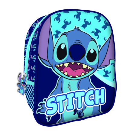 Ghiozdane si rucsacuri - Ghiozdan gradinita, 26x22x10 cm, bretele ajustabile si intarite, albastru, Happy, Stitch, Disney