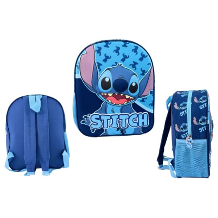Ghiozdane si rucsacuri - Ghiozdan grădiniță, 3D, 30x24x10 cm, bretele ajustabile și întărite, albastru, Happy, Stitch, Disney