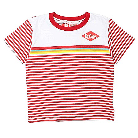 Tricouri - Tricou copii, 100% bumbac, alb/roșu, Lee Cooper