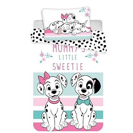 Lenjerii patut - Lenjerie patuț, 100% bumbac, 100x135 cm, 101 Dalmatieni