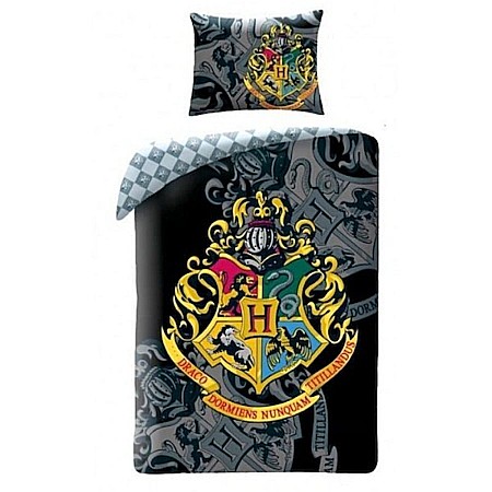 Lenjerii pat - Lenjerie de pat din bumbac Wizarding World, Harry Potter, 140x200cm, Negru