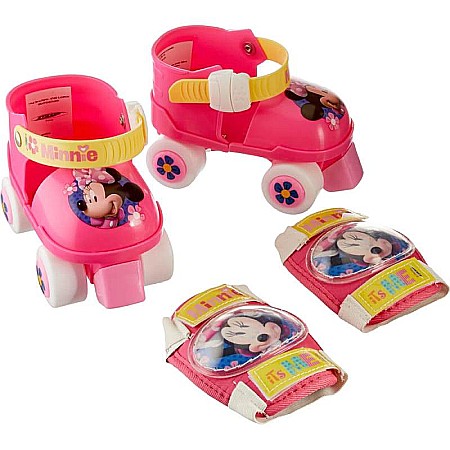 Role si patine - Set role, genunchiere și cotiere, multicolor, reglabile, mărimea 23-27, Minnie Mouse