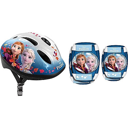 Sport - Set protecție pentru copii, cască cu mărime reglabilă, genunchiere și cotiere, multicolor, 3-6 ani, Frozen