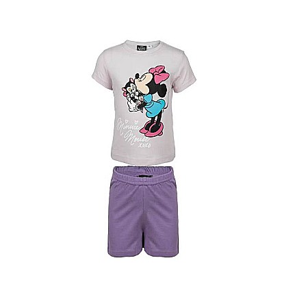 Pijamale - Pijama copii cu mânecă scurtă, multicolor, 100% bumbac, Love, Minnie Mouse