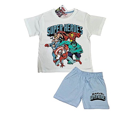 Imbracaminte copii - Pijamale copii cu mânecă scurtă, bumbac, multicolor, Super Heroes, Avengers