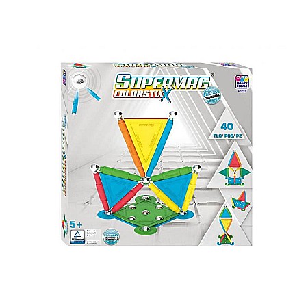 Magnetice - Set Jucării Magnetice pentru construcții, Interactiv, Educațional și Creativ, Dezvoltă Concentrarea și Răbdarea pentru Adulți și Copii 3+ ani, 40 piese, Supermag