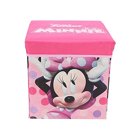 Taburet Pliabil cu Spațiu de Depozitare, Tip Cutie, Roz, Sarcină Maximă 80 kg, 30x30x30 cm, Minnie Mouse [1]
