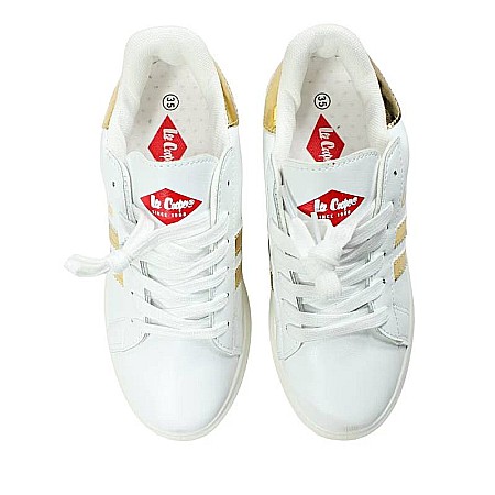 Pantofi sport din piele ecologică cu detalii holografice, alb, GO, Lee Cooper [3]