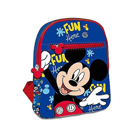 Ghiozdane si rucsacuri - Ghiozdan cu un compartiment principal și buzunar, 30x8x23 cm, bretele ajustabile și întărite, multicolor, Fun Here, Mickey Mouse