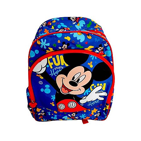 Ghiozdane si rucsacuri - Ghiozdan ergonomic, cu două compartimente și două buzunare laterale, 40x30x15 cm, bretele ajustabile și întărite, multicolor, Fun Here, Mickey Mouse