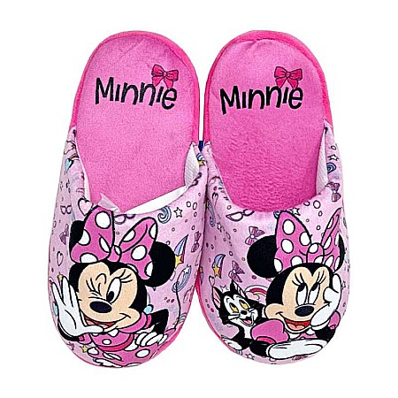 Papuci de casa - Papuci fetițe, plușați, multicolor, talpă antiderapantă, Minnie Mouse
