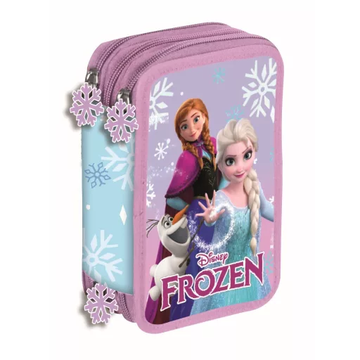 Gradinita si scoala - Penar cu 3 compartimente, echipat, 42 piese, mov, Happy,  Frozen