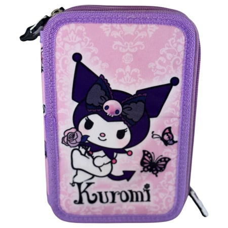 Penare - Penar cu 3 compartimente, echipat, 42 piese, multicolor, Happy, Kuromi