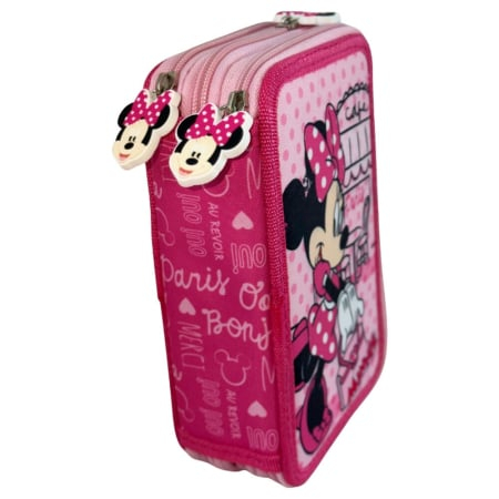 Penare - Penar cu 3 compartimente, echipat, 42 piese, multicolor, Happy, Minnie Mouse