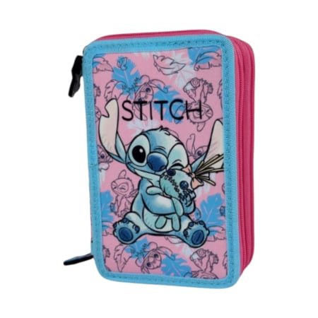 Penare - Penar cu 3 compartimente, echipat, 42 piese, multicolor, Happy, Stitch