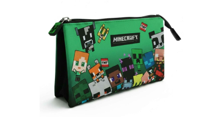 Penare - Penar cu trei compartimente 22x14x4 cm, multicolor, Happy, Minecraft