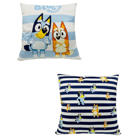 Perne decorative si calatorie - Pernă pentru copii cu două fețe, 38x38 cm, albastru, Fun, Bluey