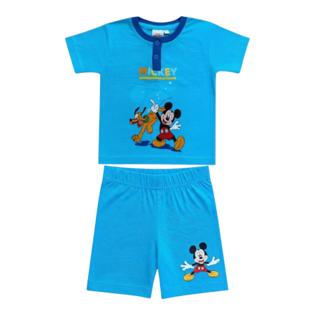 Pijamale - Pijamale copii, mânecă scurtă, 100% bumbac, albastru, Hero, Mickey Mouse