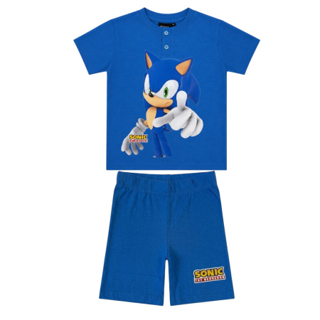 Pijamale - Pijamale copii, mânecă scurtă, 100% bumbac, albastru, Hero, Sonic