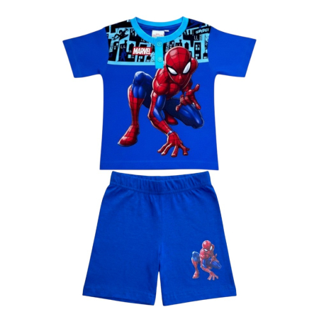Pijamale - Pijamale copii, mânecă scurtă, 100% bumbac, albastru, Hero, Spiderman