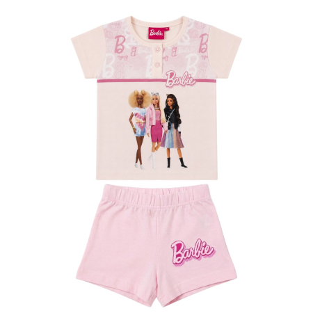 Pijamale - Pijamale copii, mânecă scurtă, 100% bumbac, roz, Hero, Barbie