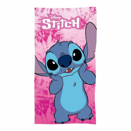 Textile - Prosop de baie pentru copii, 100% bumbac, roz, 70x140 cm, Stitch, Disney