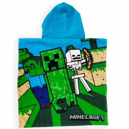 Prosop de baie pentru copii, tip poncho, 100% bumbac, multicolor, 55x110 cm, So fun, Minecraft [1]