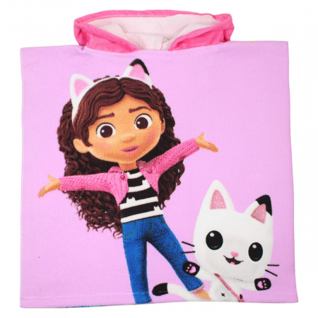 Poncho - Prosop de baie pentru copii, tip poncho, multicolor, 50x100 cm, So fun, Gabby's Dollhouse