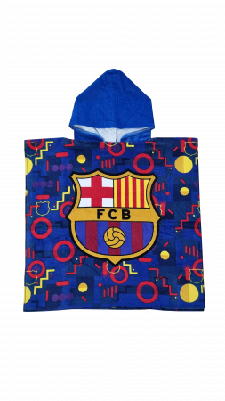 Poncho - Prosop tip poncho, 60x120 cm, 100% bumbac, FC Barcelona