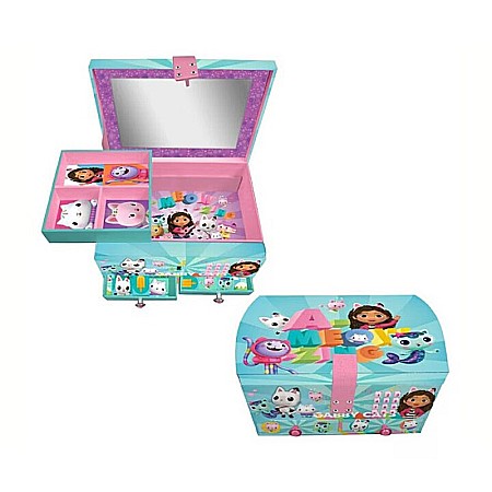 Accesorii - Cutie de bijuterii cu oglindă, multiple compartimente, gabby's dollhouse