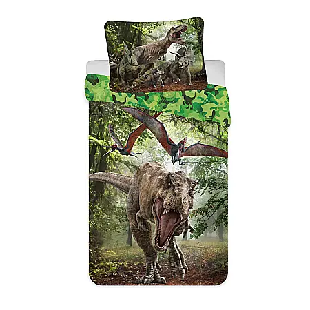 Set lenjerie pat copii, multicolor, 2 piese, 140×200 cm, 70×90, Jurassic World, JW 425