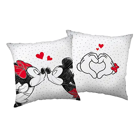 Pernă multicolor cu două fețe, 40 x 40 cm, Mickey and Minnie Mouse, Disney, Love05