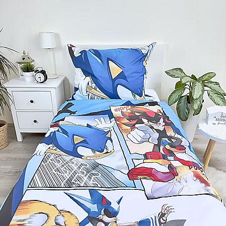 Set lenjerie de pat 2 piese, Reversibilă, multicolor, 100% bumbac, 140 x 200 cm, 70 x 90 cm, Sonic [2]