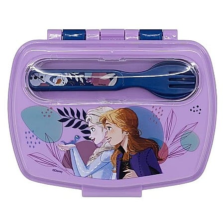 Cutii sandwich - Cutie sandwich cu lingură și furculiță, multicolor, plastic fără BPA, Trust, Frozen