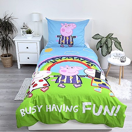 Set lenjerie de pat 2 piese, Reversibilă și Fosforescentă, multicolor, 100% bumbac, 140 x 200 cm, 70 x 90 cm, Peppa Pig [5]