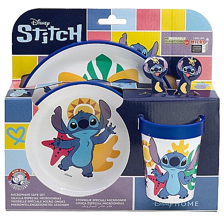 Set veselă 5 piese, anti-alunecare, fără BPA, compatibil la microunde, Stitch [1]
