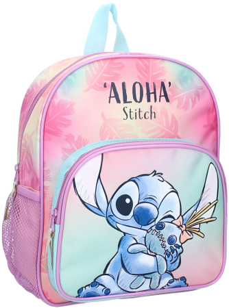 Ghiozdane si rucsacuri - Rucsac cu două compartimente, 29x23x10 cm, bretele ajustabile și întărite, mov, Happy, Stitch