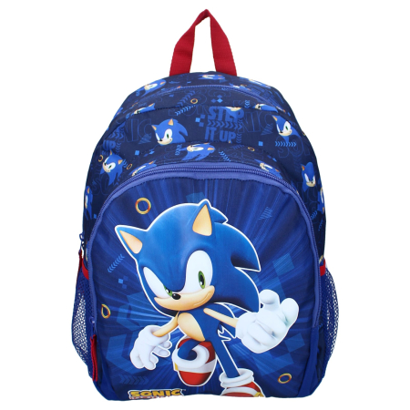 Ghiozdane si rucsacuri - Rucsac cu două compartimente, 35x27x18 cm, bretele ajustabile și întărite, albastru, Happy, Sonic