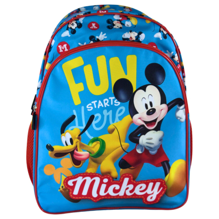 Ghiozdane si rucsacuri - Rucsac cu două compartimente, 40x30x17 cm, bretele ajustabile și întărite, albastru, Happy, Mickey Mouse