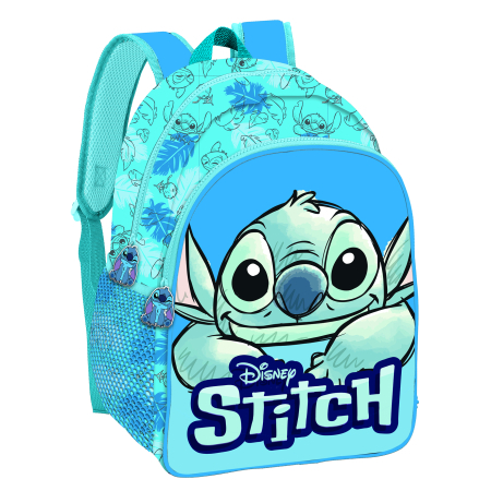 Ghiozdane si rucsacuri - Rucsac cu două compartimente, 40x30x17 cm, bretele ajustabile și întărite, albastru, Happy, Stitch