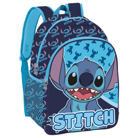 Ghiozdane si rucsacuri - Rucsac cu două compartimente, 40x30x17 cm, bretele ajustabile și întărite, albastru, Happy, Stitch