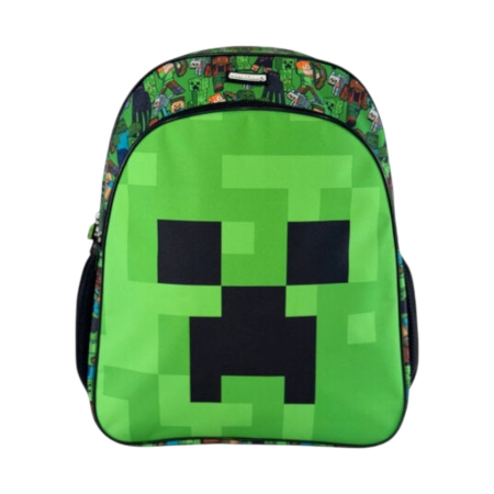 Gradinita si scoala - Rucsac cu două compartimente, 40x30x17 cm, bretele ajustabile și întărite, verde, Happy, Minecraft