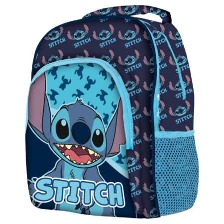 Ghiozdane si rucsacuri - Rucsac cu trei compartimente, 42x32x17 cm, bretele ajustabile și întărite, albastru, Happy, Stitch