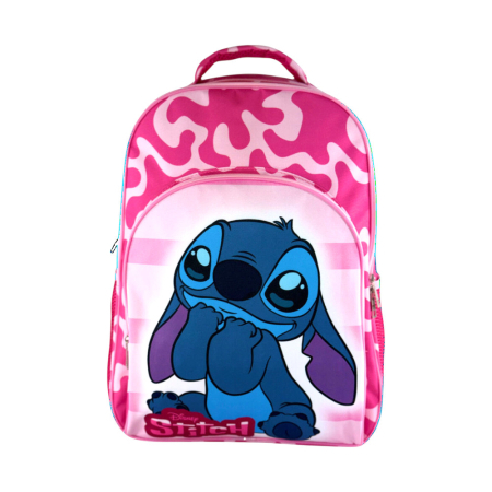 Ghiozdane si rucsacuri - Rucsac cu trei compartimente, 42x32x17 cm, bretele ajustabile și întărite, roz, Happy, Stitch