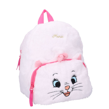 Ghiozdane si rucsacuri - Rucsac din pluș, cu două compartimente, 26x21x11 cm, alb, Happy, Marie, The Aristocats