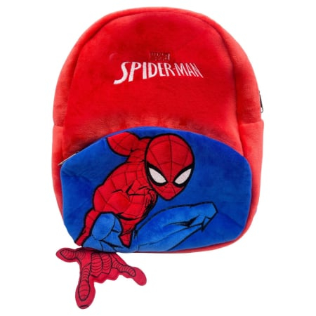Ghiozdane si rucsacuri - Rucsac din pluș, cu două compartimente,, 30x24x8 cm, albastru, Happy, Spiderman