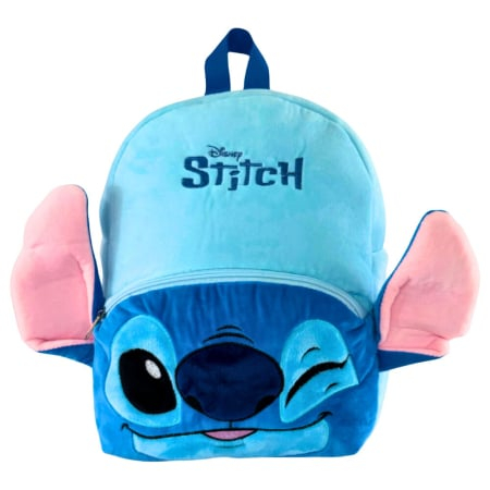 Ghiozdane si rucsacuri - Rucsac din pluș, cu două compartimente, 30x24x8 cm, albastru, Happy, Stitch