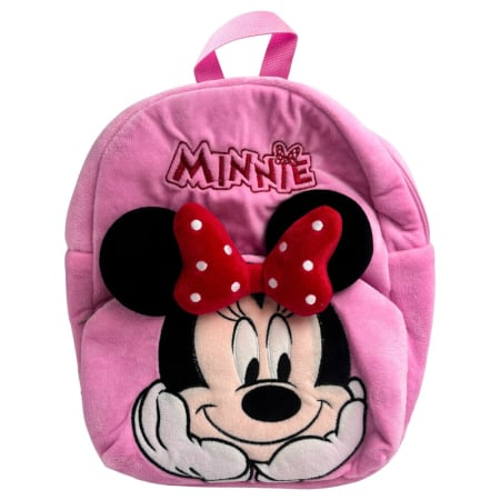 Ghiozdane si rucsacuri - Rucsac din pluș, cu două compartimente, 30x24x8 cm, roz, Happy, Minnie Mouse