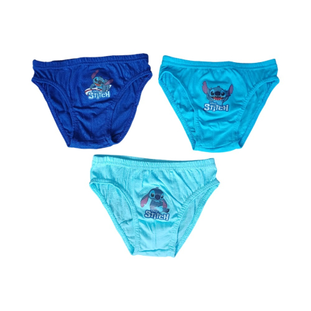 Chiloti si boxeri - Set 3 perechi chiloți băieți, albastru, 100% bumbac, Happy, Stitch