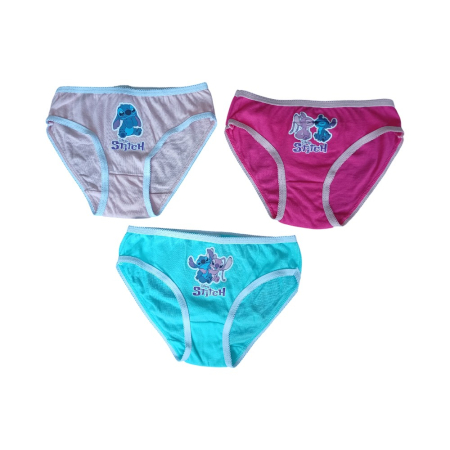 Chiloti si boxeri - Set 3 perechi chiloți fete, multicolor, 100% bumbac, Happy, Stitch